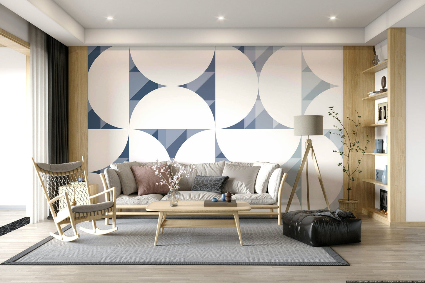 Blue Circle Dance Wall Mural