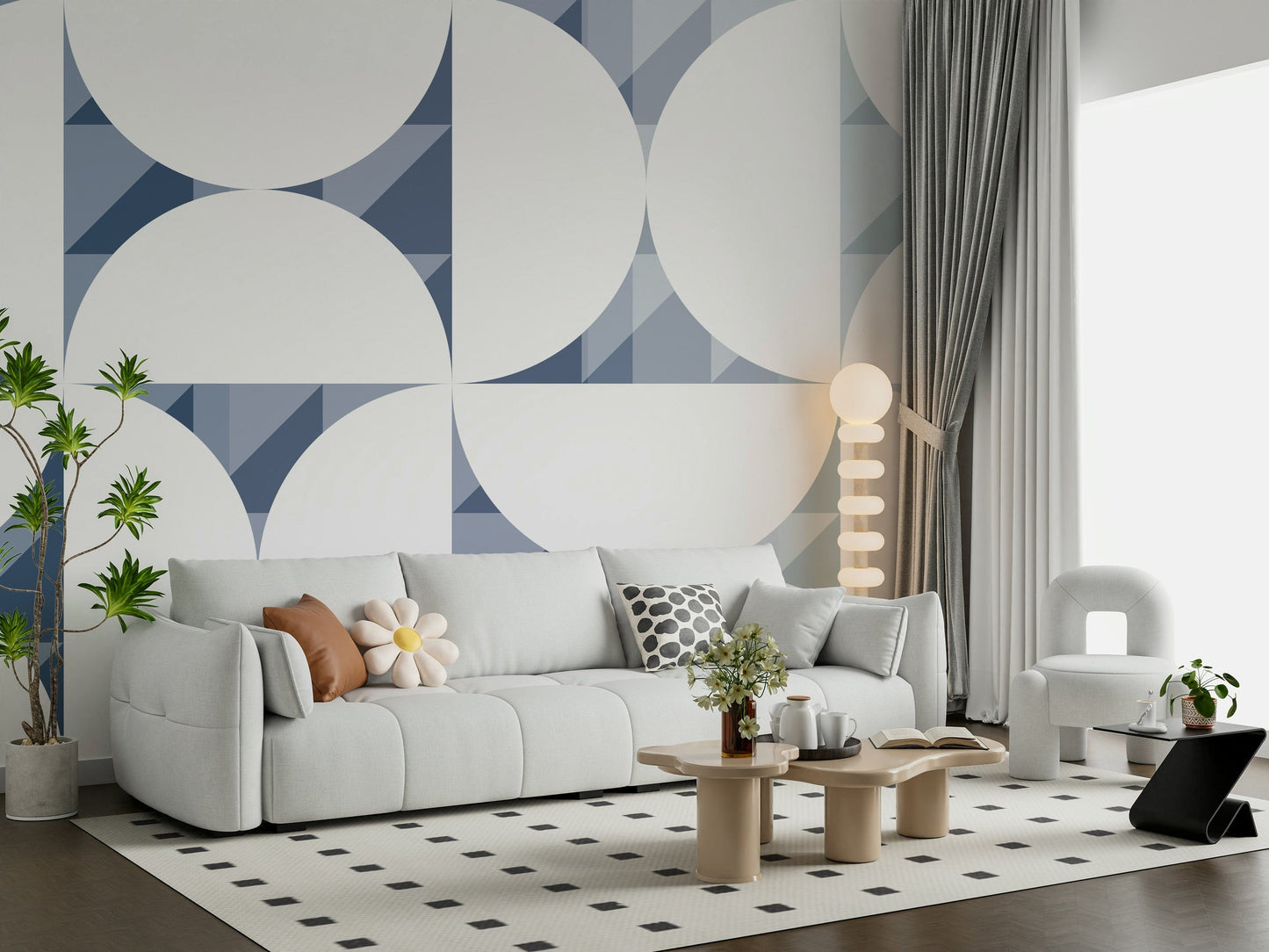 Blue Circle Dance Wall Mural