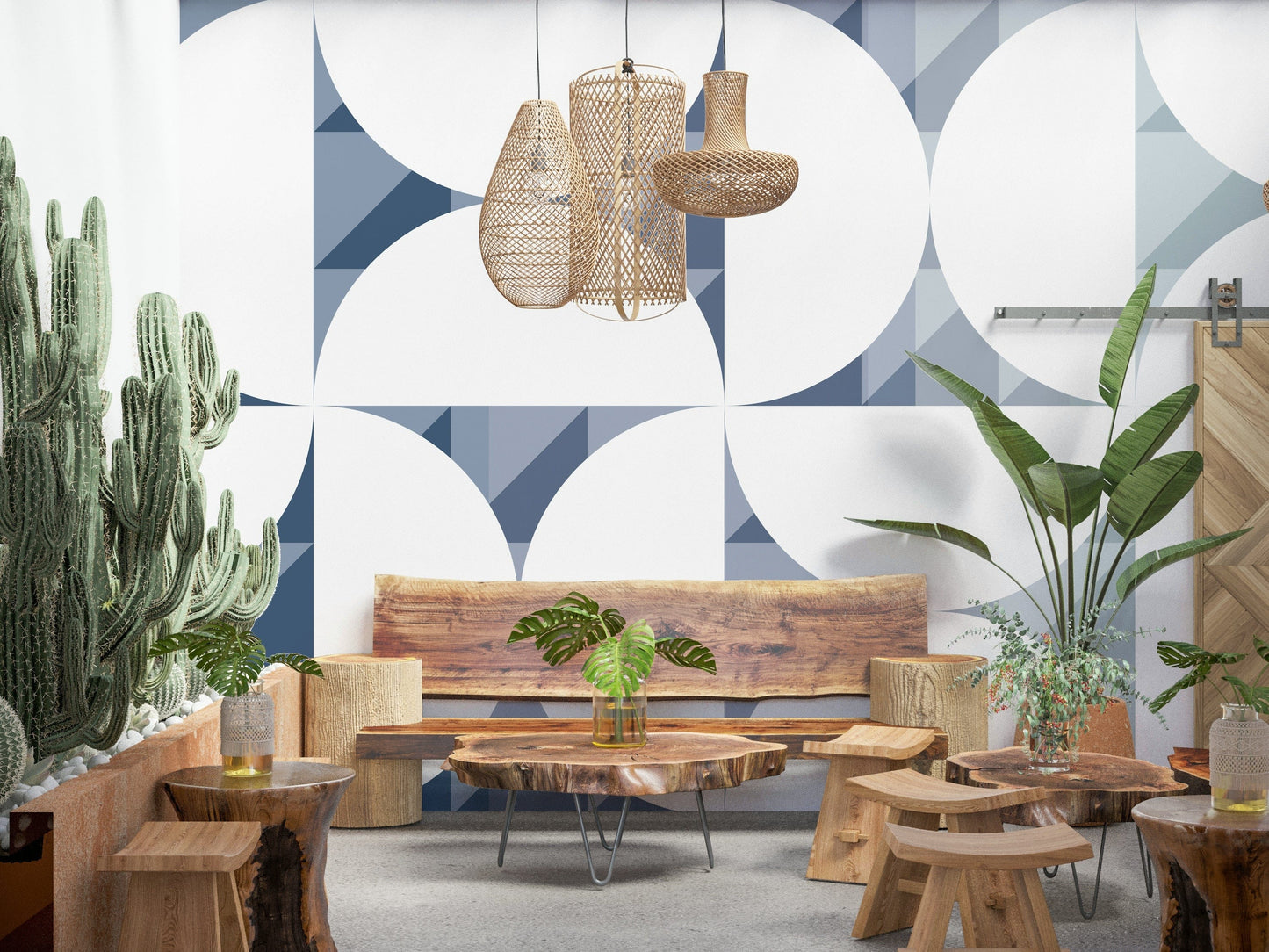 Blue Circle Dance Wall Mural