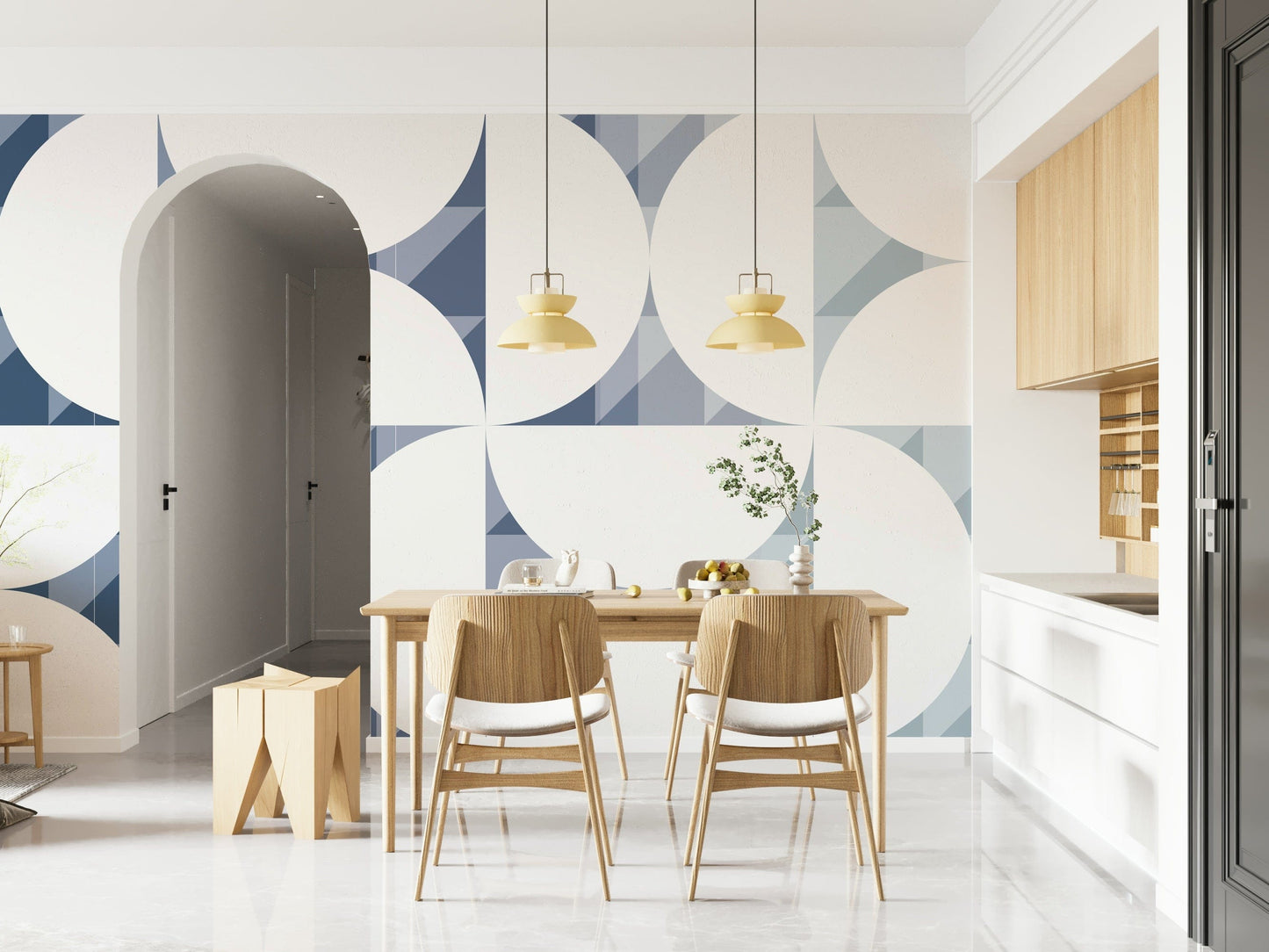 Blue Circle Dance Wall Mural