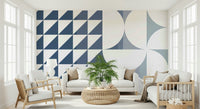 A calming abstract design wallpaper mural that defines a space.