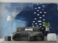 A calming modern design wallpaper mural that defines a space.

