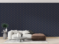 Intricate art deco navy wallpaper motif
