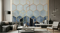 A graceful subtle hexagon wall mural in rich, lavish tones.