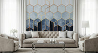 A beautiful gilded hexagon wallpaper mural for a modern home.