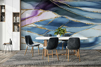 The mural shows a beautiful, abstract flowing design.

