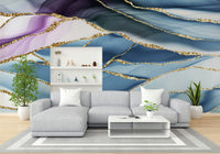 Wall mural with gilded horizon marble.

