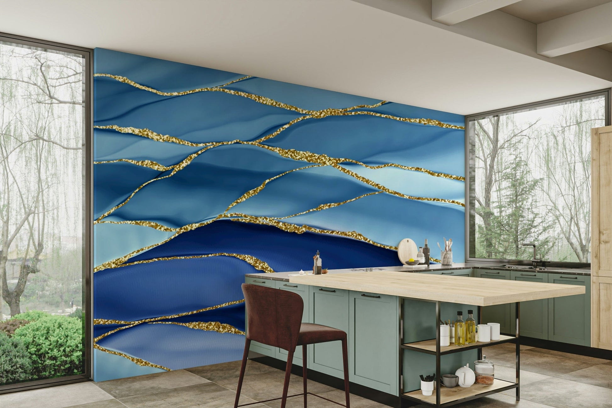 The mural has a modern, chic feel.


