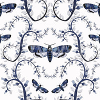 Mural wallpaper with deep blue botanical elegance

