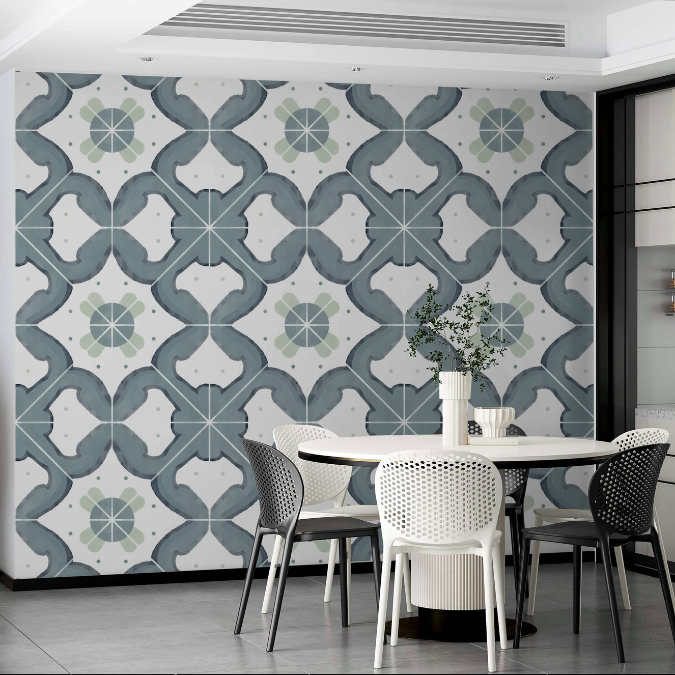 Blue tile pattern for kitchen wall

