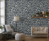 Delicate illustrative fronds Ethereal Leaves modern wallpaper mural.