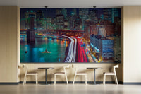 Urban cityscape at night.

