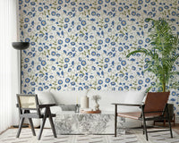 Romantic Morning Glory wall mural with soft curving vine patterns