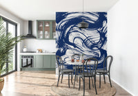 A calming water movement wallpaper mural that defines a space.

