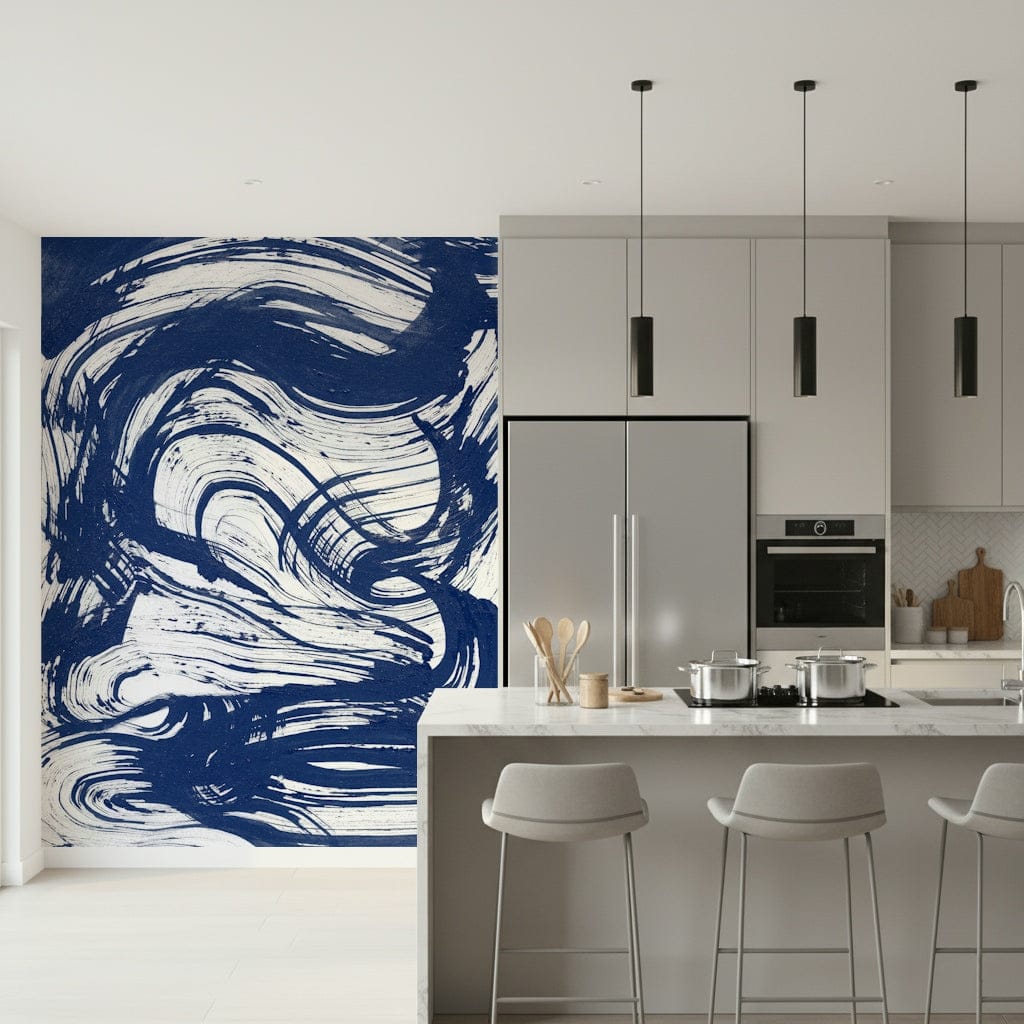 A beautiful wide-angle wall mural of the sea.


