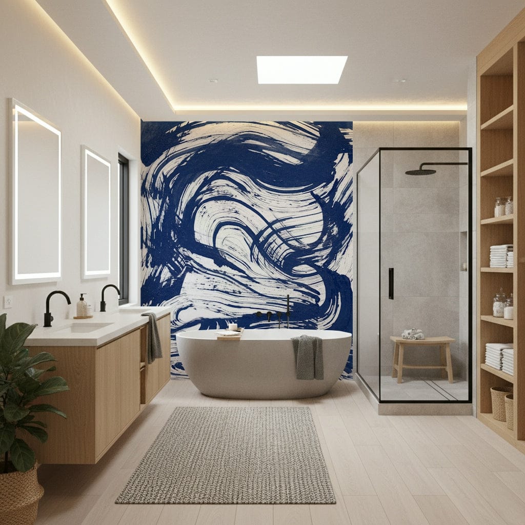 A graceful subtle pattern wall mural in cool, natural tones.

