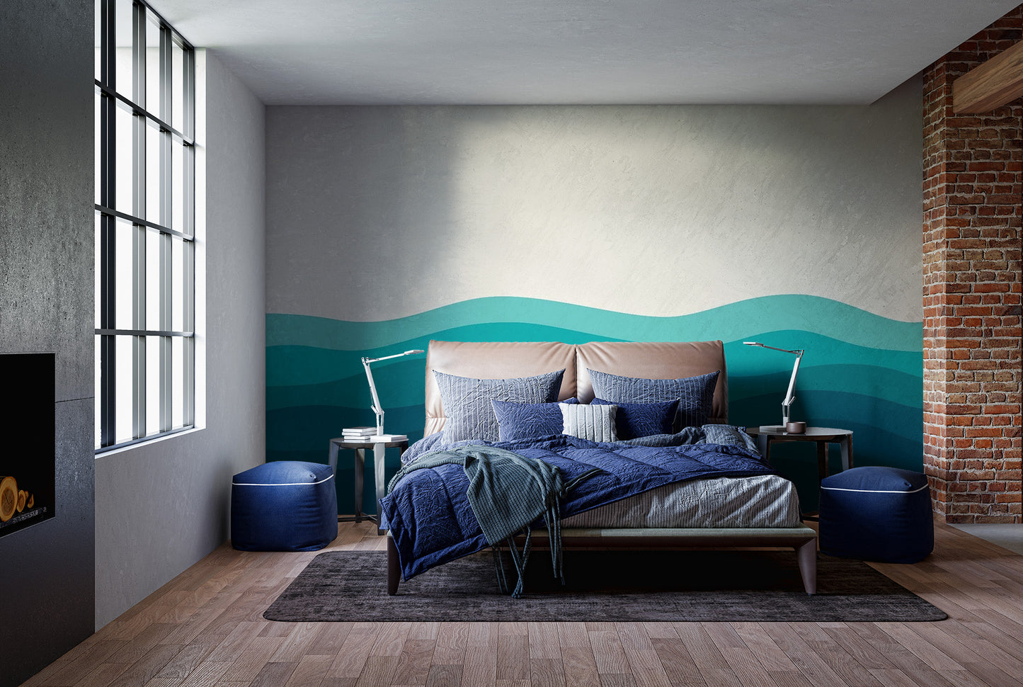 Detailed maritime wall mural showcasing a powerful breaking swell.