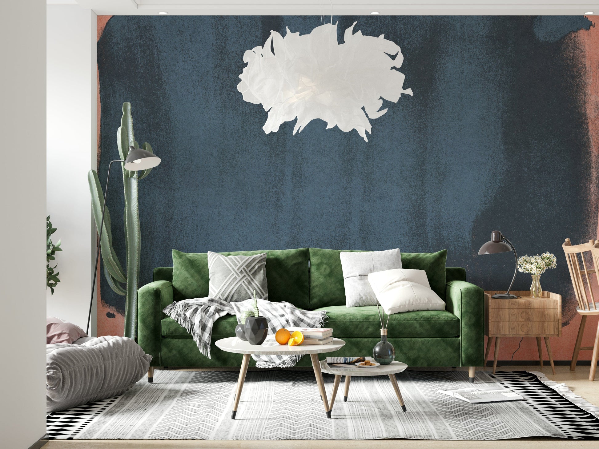 An artistic minimalist form mural for home decor.