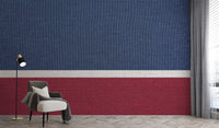 Vintage blue and red plaid wallpaper mural design.