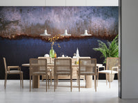 Contemporary wall art featuring oxidized surfaces with subtle color shifts