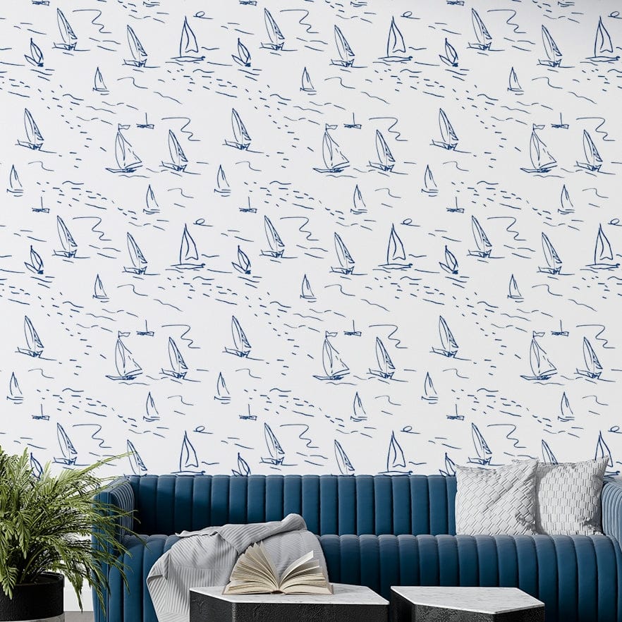 Detailed view of the sketched sailboat lines

