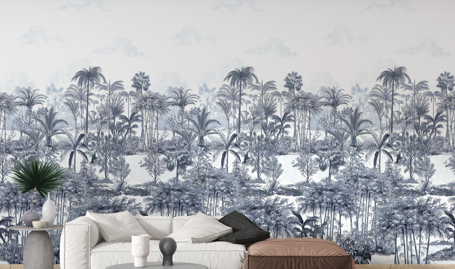 Blue Shades Palm Trees Wallpaper Murals - Giffywalls