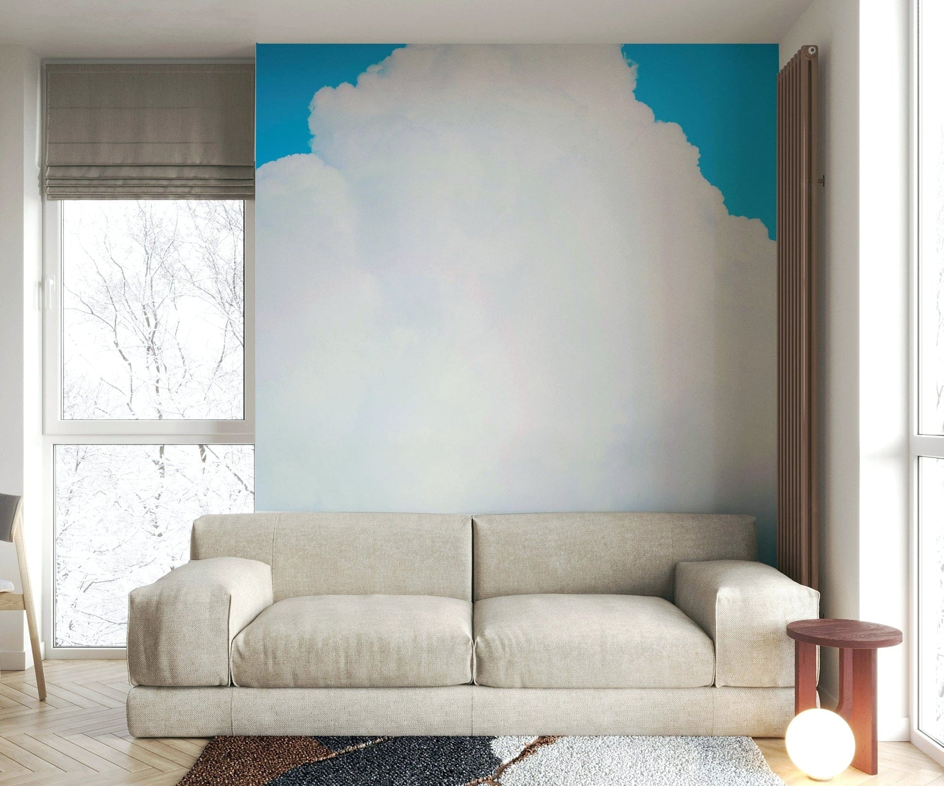 A beautiful modern sky wall mural for a living room.

