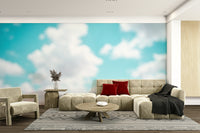 An angled shot of the mural's gentle color palette.

