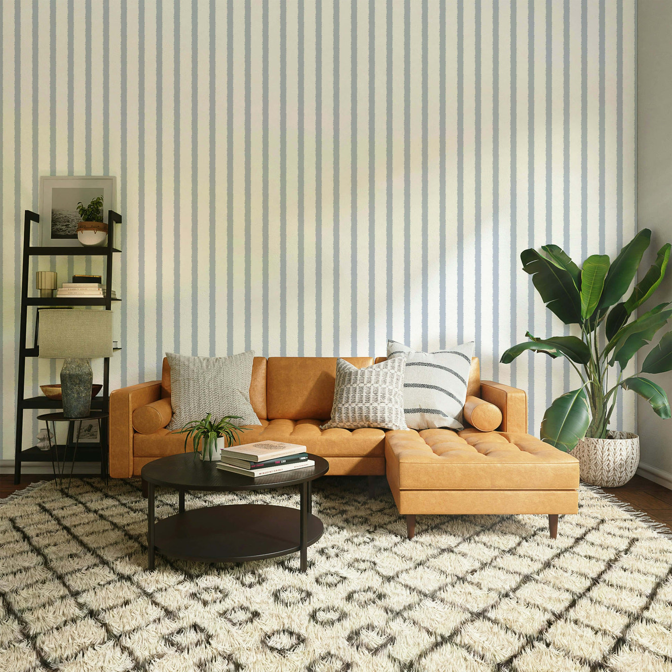 A beautiful subtle stripe wallpaper mural for a modern home.

