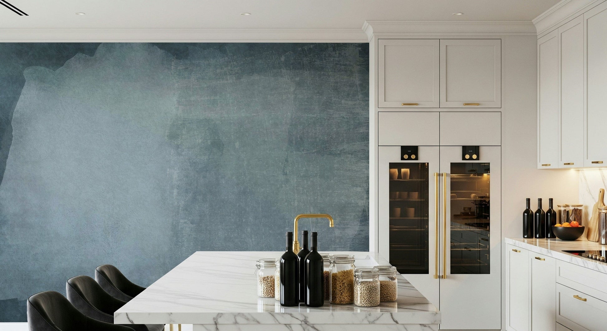 An artistic minimalist form mural for home decor.