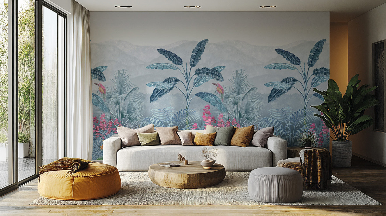 Vibrant rainforest wallpaper design
