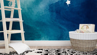 Artistic blue liquid paint wallpaper design