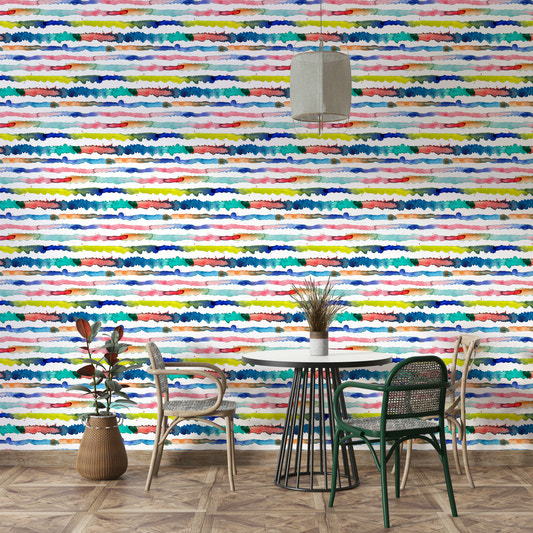 Hand-painted watercolor stripes in blue hues

