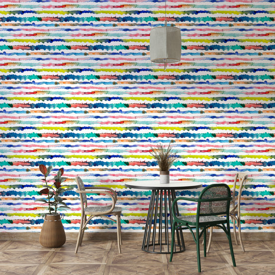 Hand-painted watercolor stripes in blue hues

