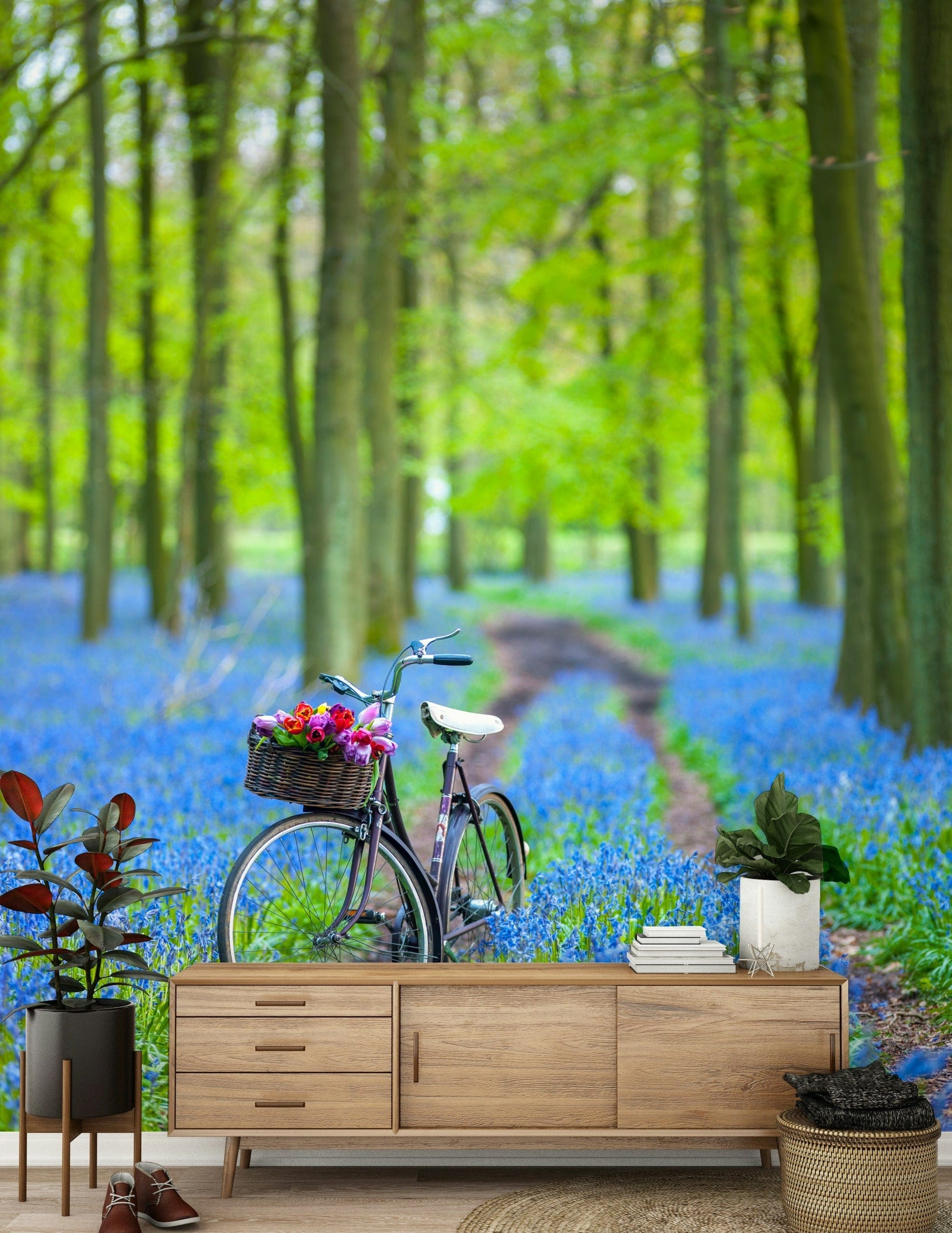 Woodland bluebells floral bike path Forest Path Discovery.