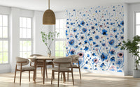 Peel and stick floral mural in a contemporary dining room