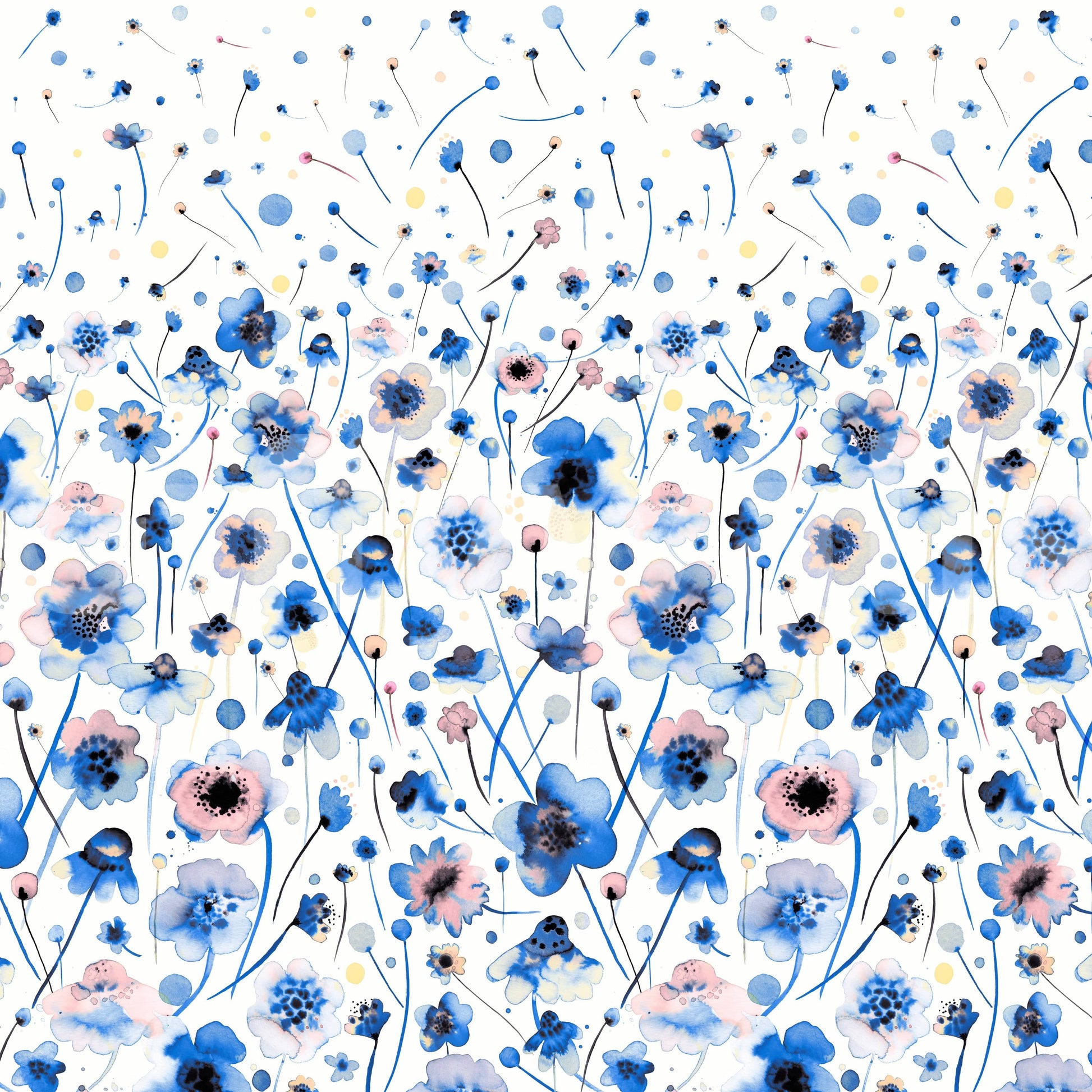 Large scale flower mural with blush tones for rental apartments