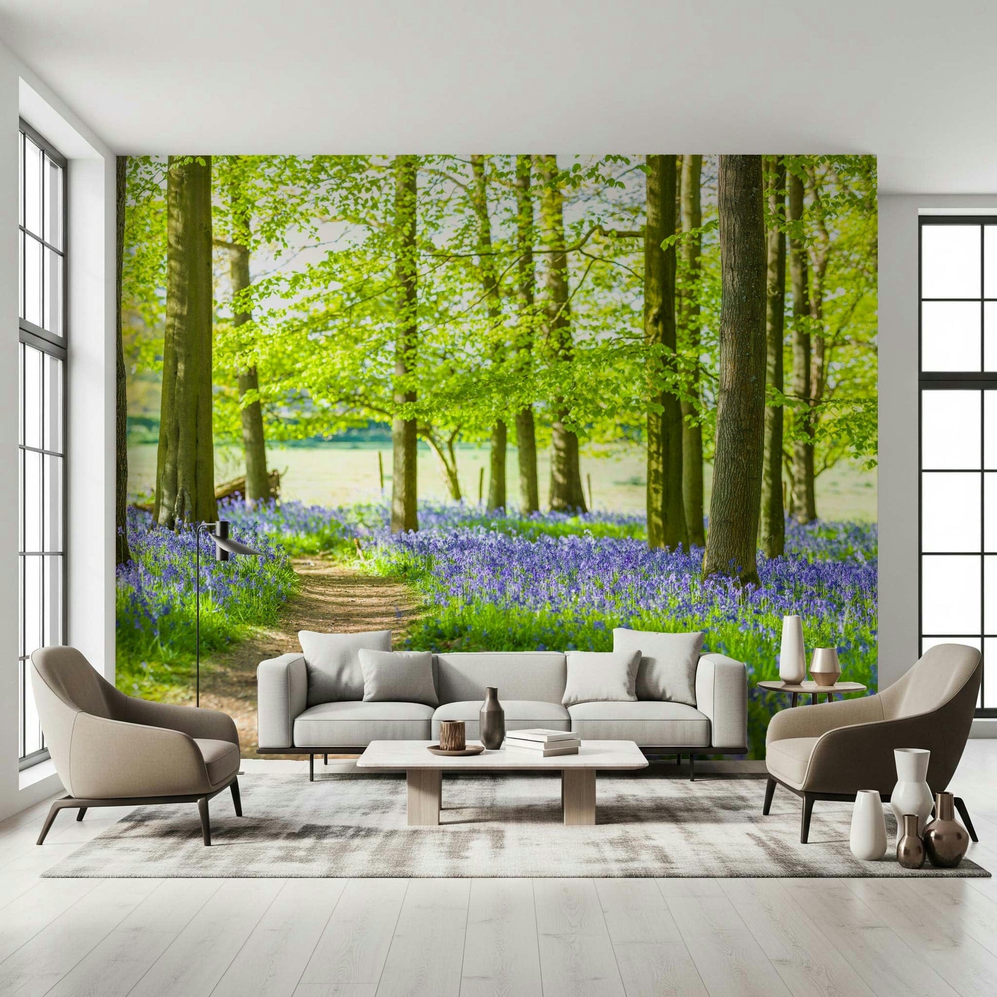 Panoramic wall mural Bluebell Wonderland peaceful natural setting