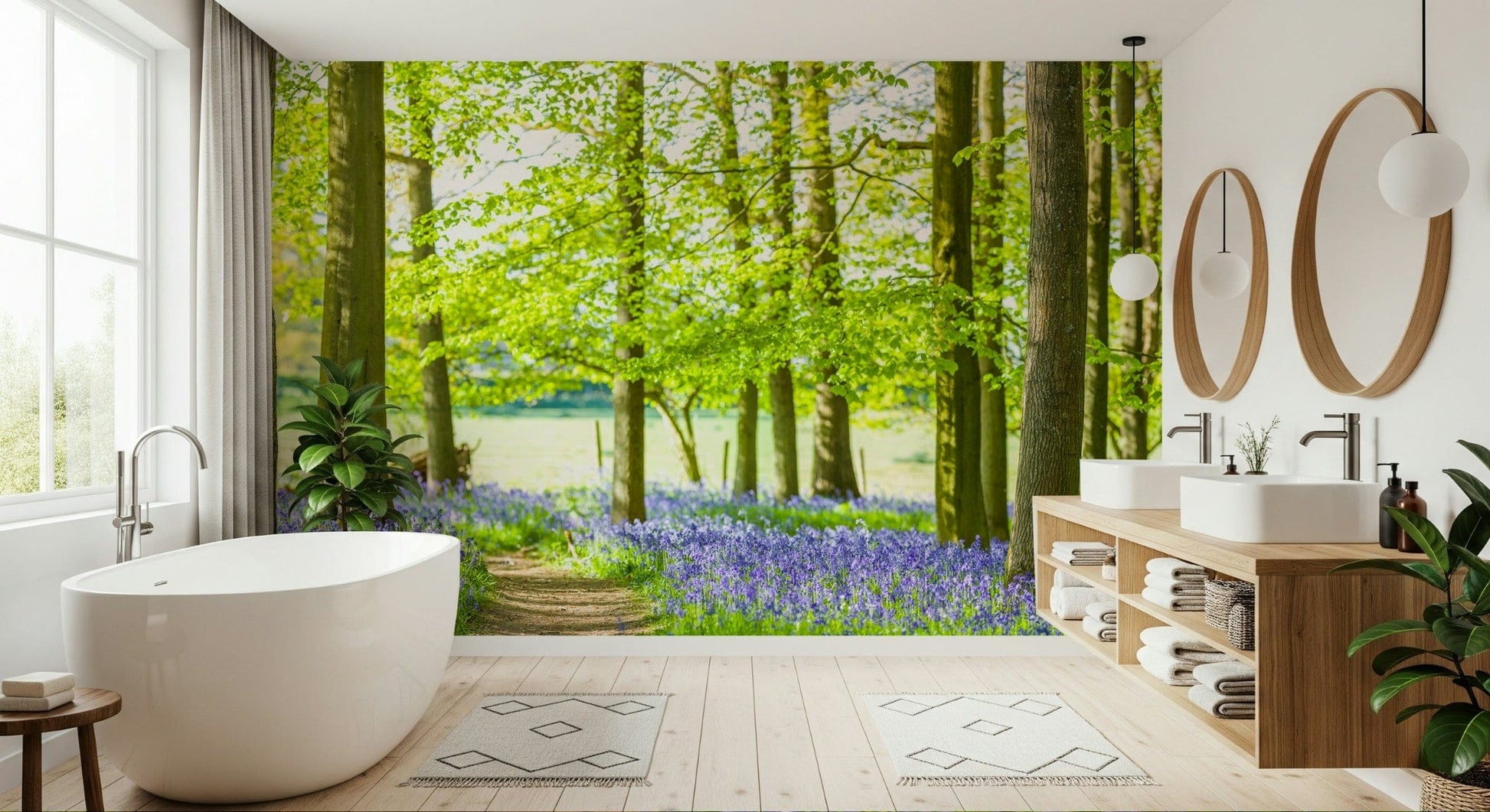 Forest escape Bluebell Wonderland large wall art sunlit clearing