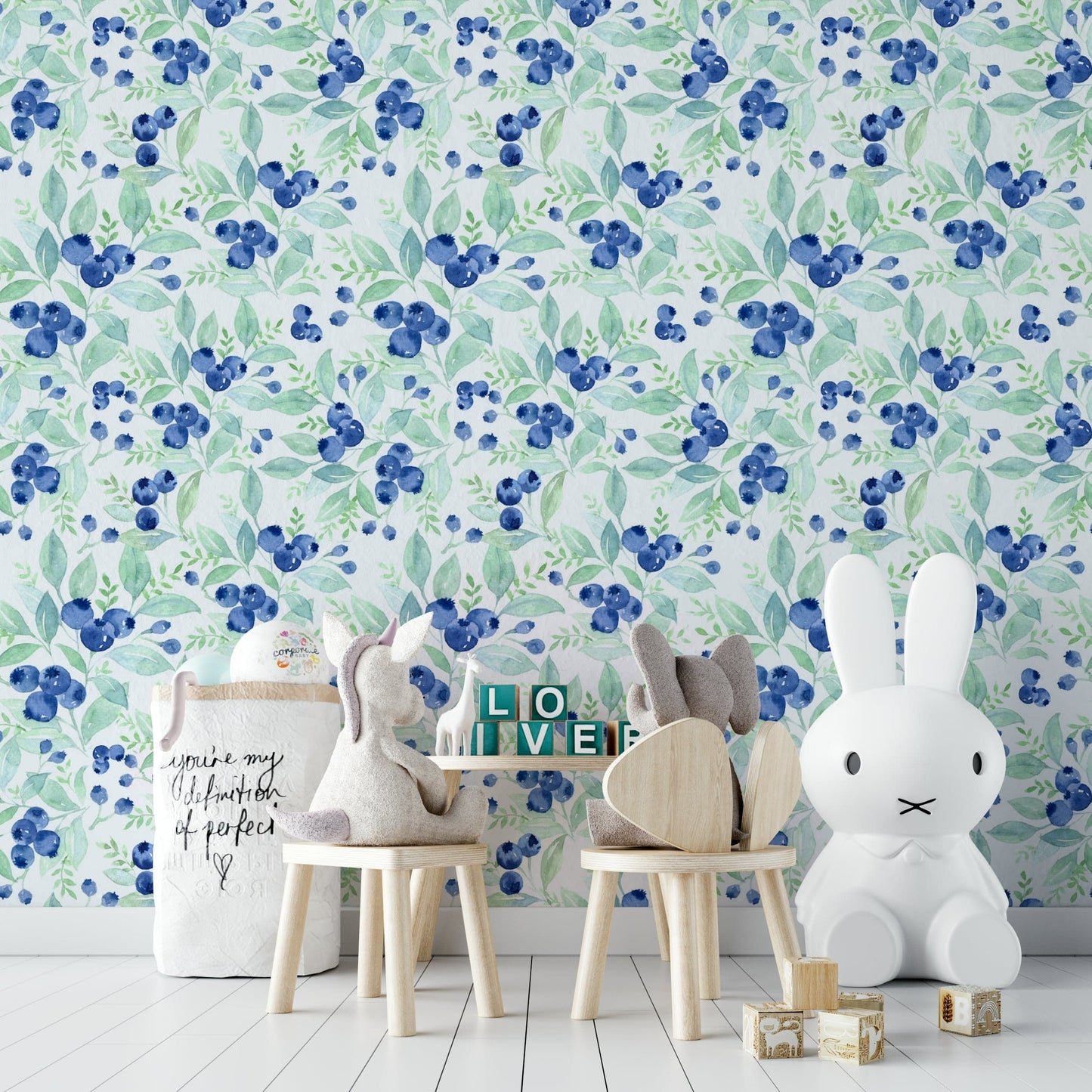A wall covering with a rustic and peaceful style.

