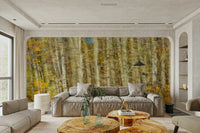 Warm toned forest wallpaper mural

