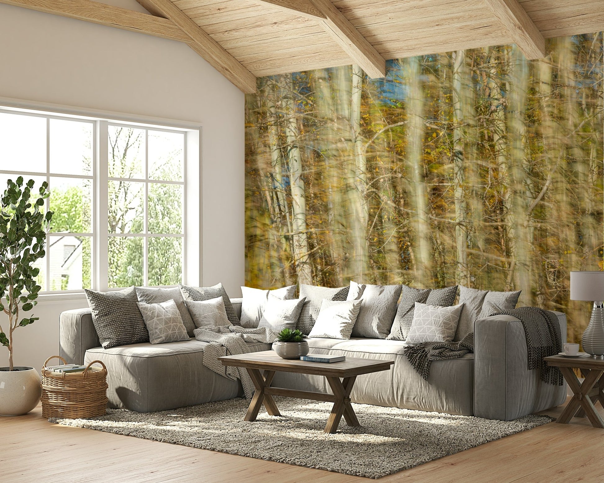 Gentle autumn trees mural wallpaper
