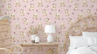 Blush and Bloom pink wallpaper with delicate floral design

