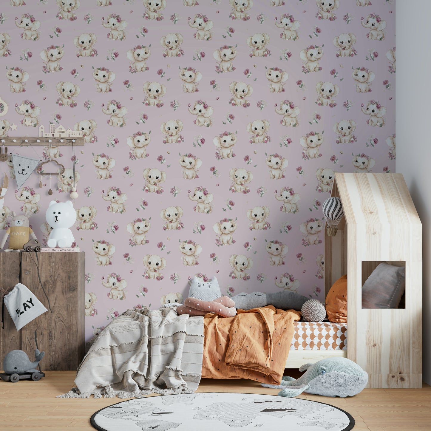 Floral wallpaper in blush tones for soft wall decor

