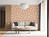 Elegant Autumn Leaves Wallpaper – Refined wallpaper design featuring muted blush and amber leaves for a cozy atmosphere.