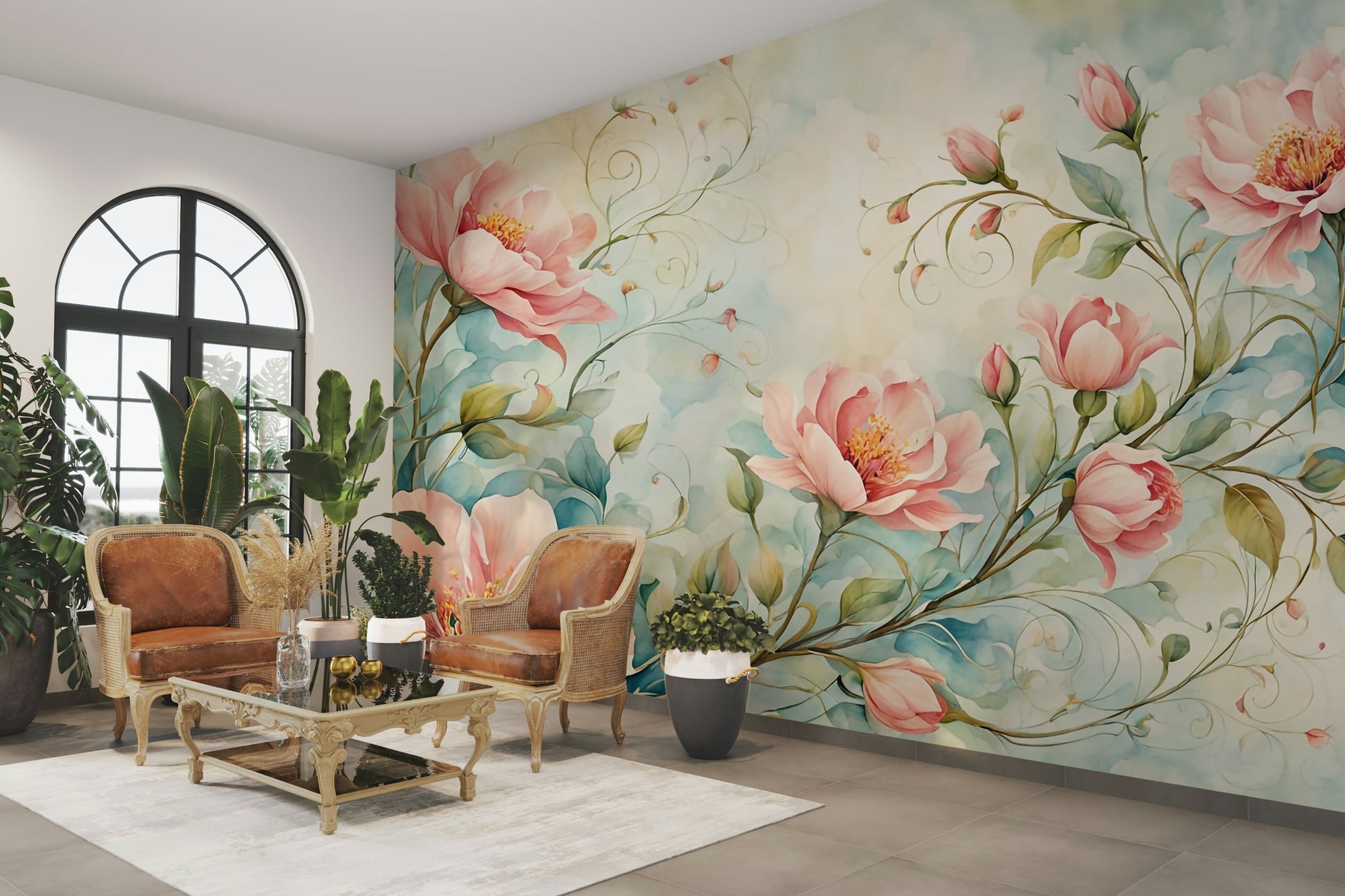 Stylish pink floral wallpaper for modern and vintage spaces

