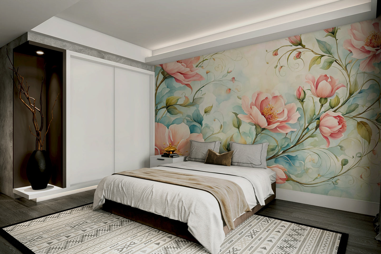 Blush wallpaper featuring delicate blooming florals

