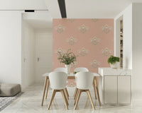 Blush Blooms pattern, delicate botanical drawing, nursery wall décor option.