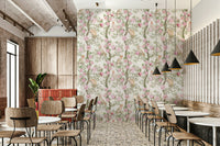Vintage-inspired wallpaper with romantic birds and flowers.

