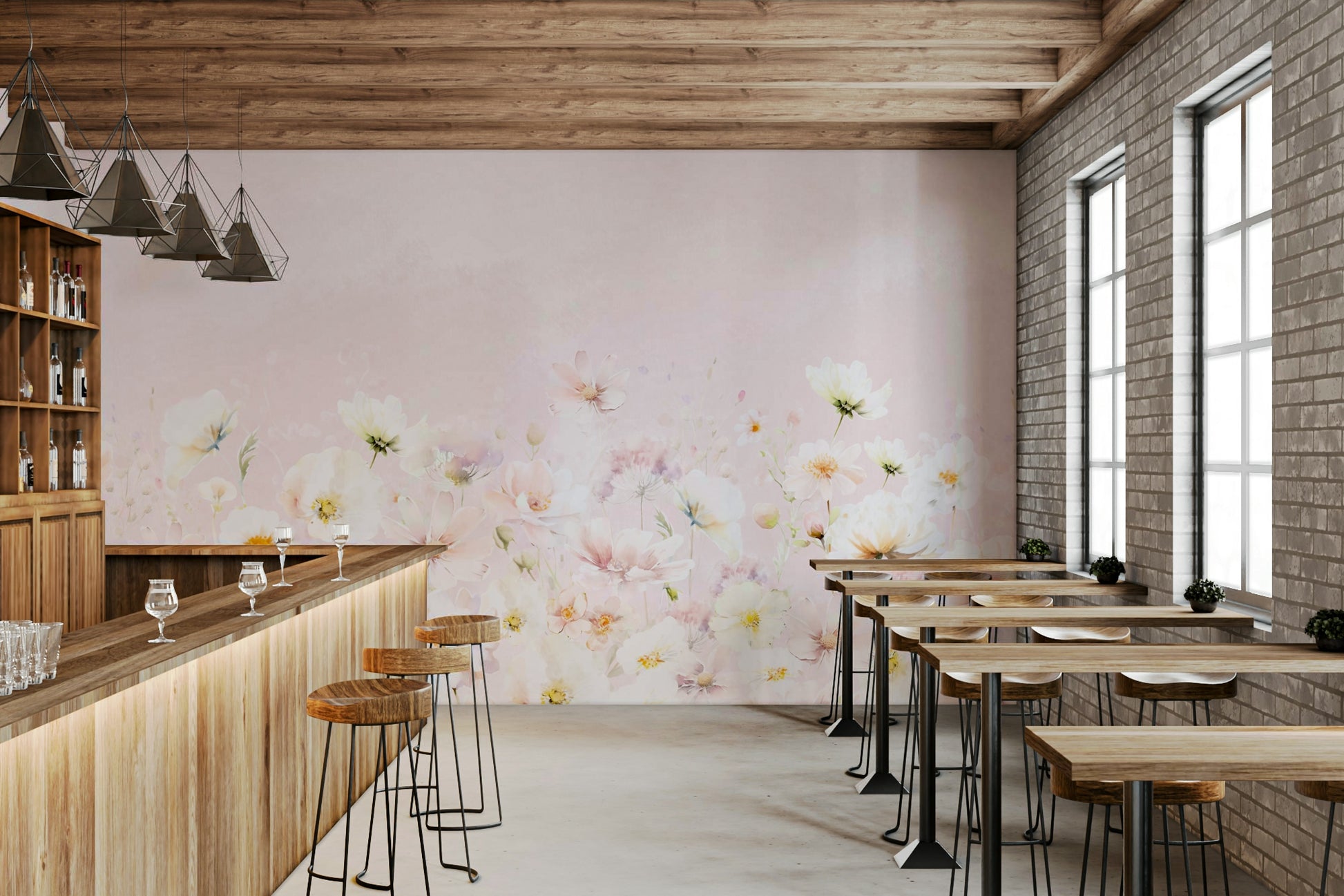 Soft pink floral wallpaper for walls


